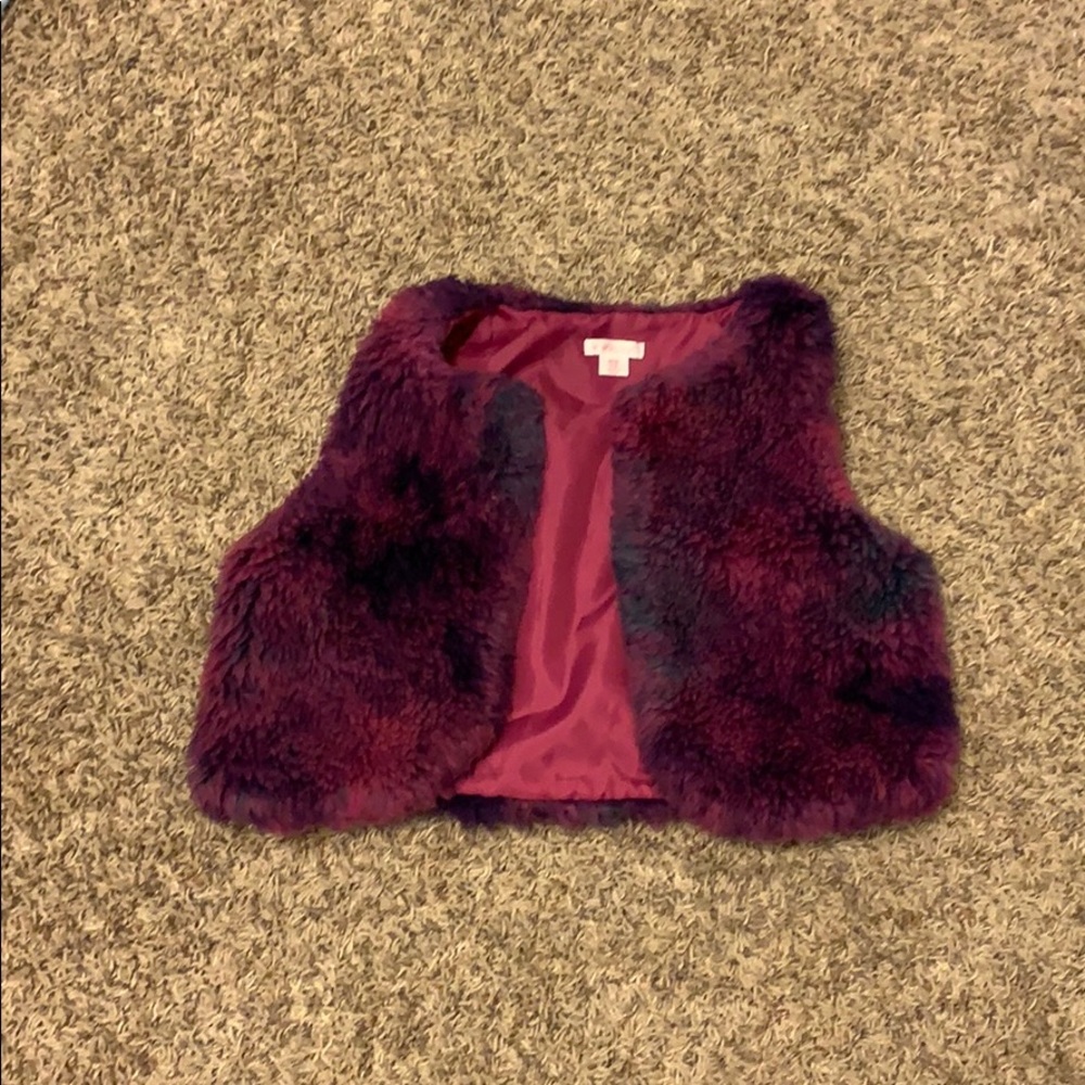 80s purple furry vest